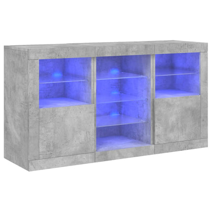 Skänk med LED-belysning betonggrå 123x37x67 cm