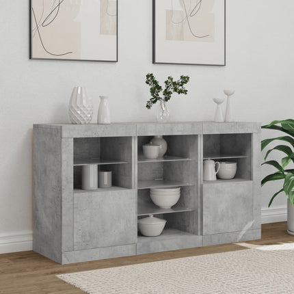 Skänk med LED-belysning betonggrå 123x37x67 cm