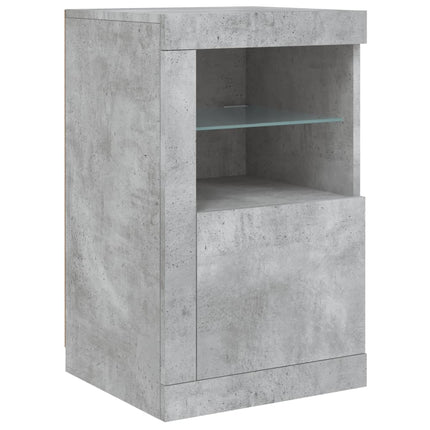Skänk med LED-belysning betonggrå 123x37x67 cm