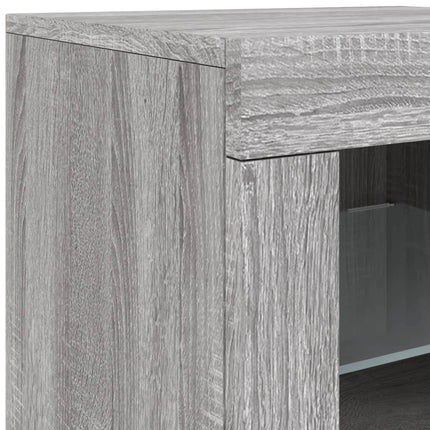 Skänk med LED-belysning grå sonoma 123x37x67 cm