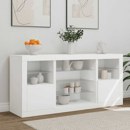 Skänk med LED-belysning vit 142,5x37x67 cm
