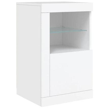 Skänk med LED-belysning vit 142,5x37x67 cm