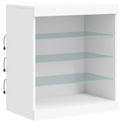Skänk med LED-belysning vit 142,5x37x67 cm