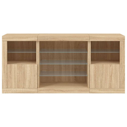 Skänk med LED-belysning sonoma-ek 142,5x37x67 cm