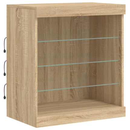 Skänk med LED-belysning sonoma-ek 142,5x37x67 cm