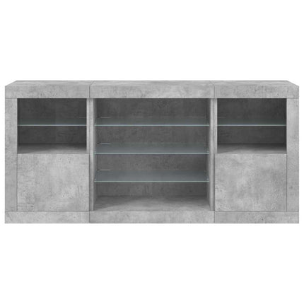 Skänk med LED-belysning betonggrå 142,5x37x67 cm