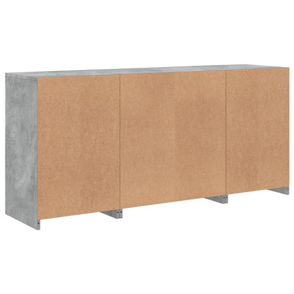 Skänk med LED-belysning betonggrå 142,5x37x67 cm