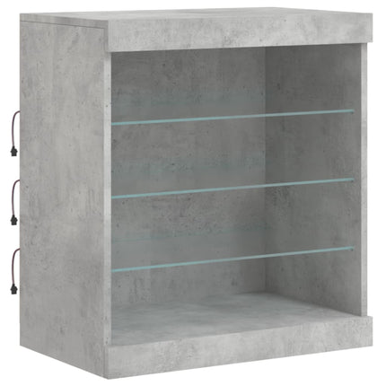 Skänk med LED-belysning betonggrå 142,5x37x67 cm