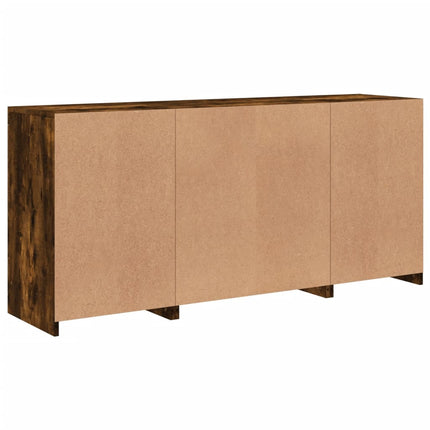 Skänk med LED-belysning rökfärgad ek 142,5x37x67 cm