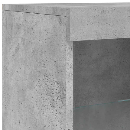 Skänkar med LED-belysning 3 st betonggrå konstruerat trä