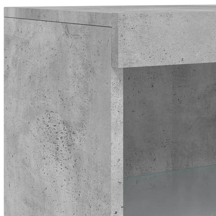 Skänkar med LED-belysning 3 st betonggrå konstruerat trä