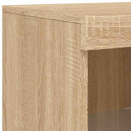 Skänkar med LED-belysning 3 st sonoma-ek konstruerat trä