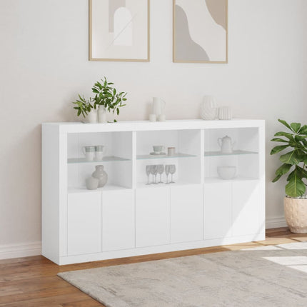 Skänk med LED-belysning vit 181,5x37x100 cm