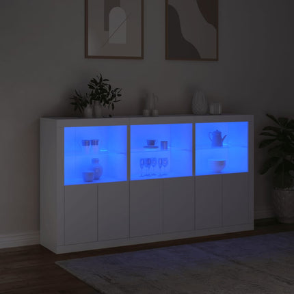 Skänk med LED-belysning vit 181,5x37x100 cm
