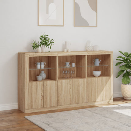 Skänk med LED-belysning sonoma-ek 181,5x37x100 cm