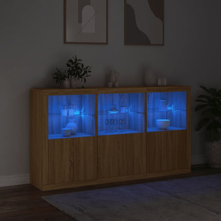 Skänk med LED-belysning sonoma-ek 181,5x37x100 cm
