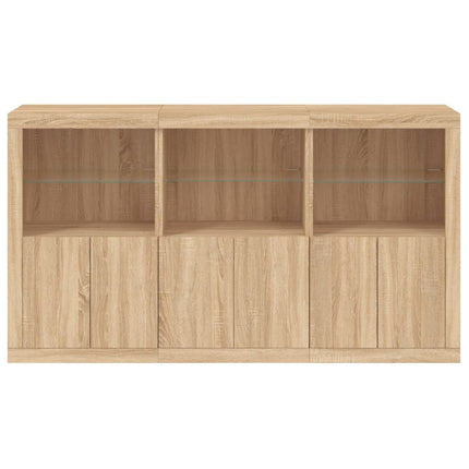 Skänk med LED-belysning sonoma-ek 181,5x37x100 cm