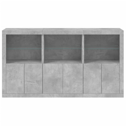 Skänk med LED-belysning betonggrå 181,5x37x100 cm