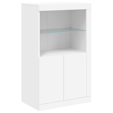 Skänk med LED-belysning vit 162x37x100 cm