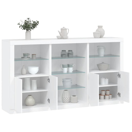 Skänk med LED-belysning vit 181,5x37x100 cm