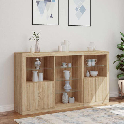 Skänk med LED-belysning sonoma-ek 181,5x37x100 cm
