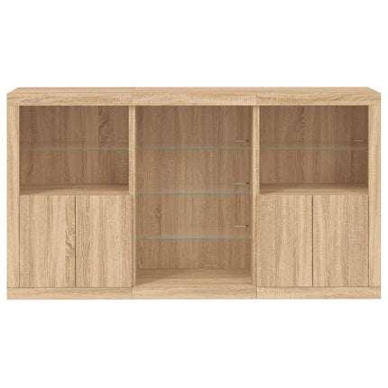 Skänk med LED-belysning sonoma-ek 181,5x37x100 cm