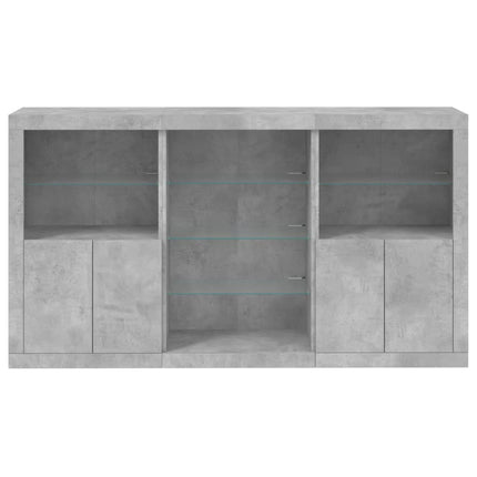 Skänk med LED-belysning betonggrå 181,5x37x100 cm