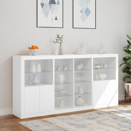 Skänk med LED-belysning vit 202x37x100 cm