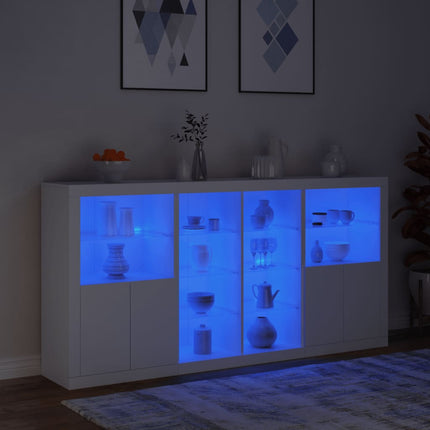 Skänk med LED-belysning vit 202x37x100 cm