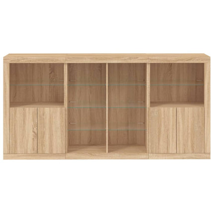 Skänk med LED-belysning sonoma-ek 202x37x100 cm