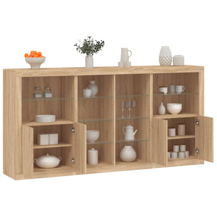 Skänk med LED-belysning sonoma-ek 202x37x100 cm