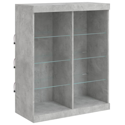 Skänk med LED-belysning betonggrå 202x37x100 cm