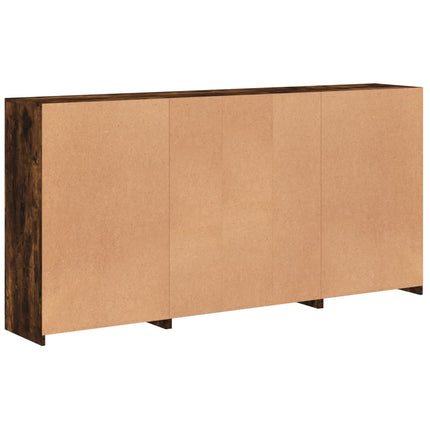Skänk med LED-belysning rökfärgad ek 202x37x100 cm