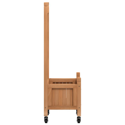 Odlingslåda med spaljé och hjul brun massivt granträ