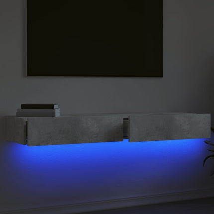 TV-bänk med LED-belysning 2 delar betonggrå 60x35x15,5 cm