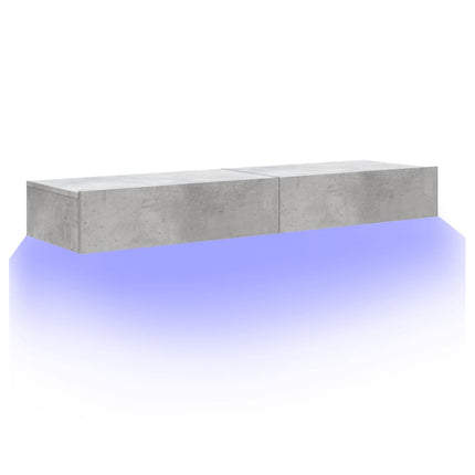 TV-bänk med LED-belysning 2 delar betonggrå 60x35x15,5 cm