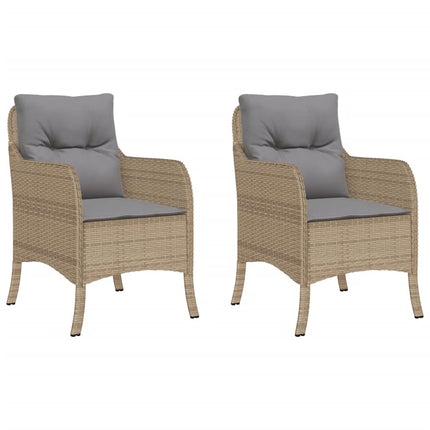 Trädgårdsstolar med dynor 2 st blandad beige konstrotting