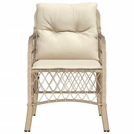 Trädgårdsstolar med dynor 2 st beige konstrotting