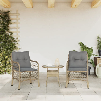 Trädgårdsstolar med dynor 2 st blandad beige konstrotting