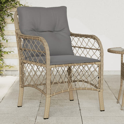 Trädgårdsstolar med dynor 2 st blandad beige konstrotting