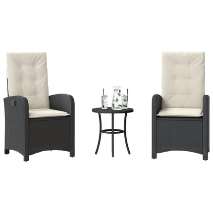 Caféset med dynor 3 delar svart konstrotting