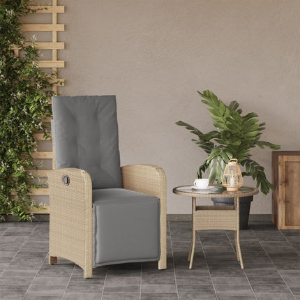 Justerbar trädgårdsstol med fotstöd mixbeige konstrotting