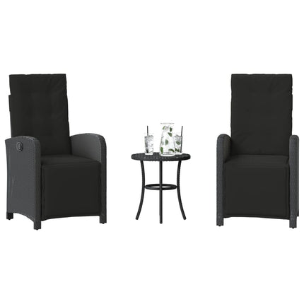 Caféset med dynor 3 delar svart konstrotting