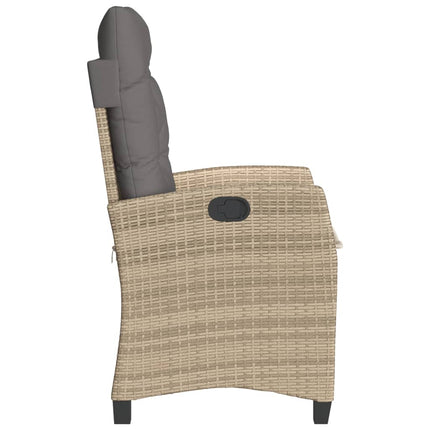 Justerbara trädgårdsstolar 2 st med dynor mixbeige konstrotting