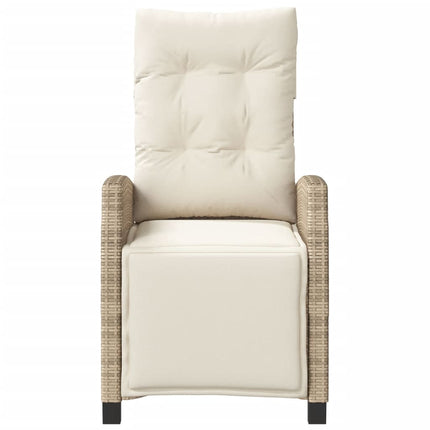 Justerbar trädgårdsstol med fotstöd beige konstrotting