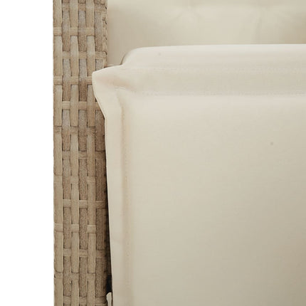 Justerbar trädgårdsstol med fotstöd beige konstrotting