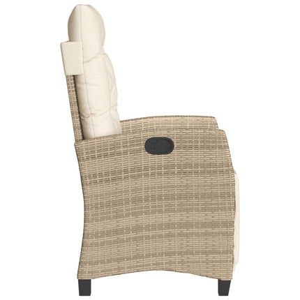 Justerbara trädgårdsstolar 2 st med fotstöd beige konstrotting