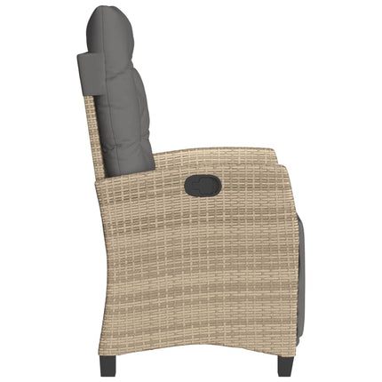 Justerbara trädgårdsstolar 2 st fotstöd mixbeige konstrotting