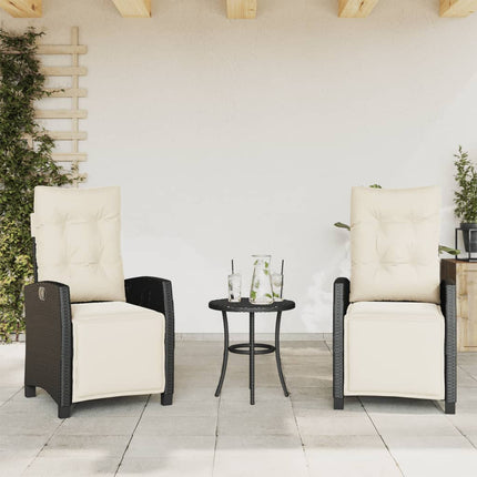 Caféset med dynor 3 delar svart konstrotting