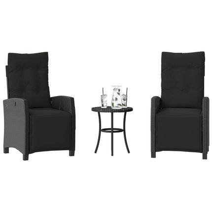 Caféset med dynor 3 delar svart konstrotting